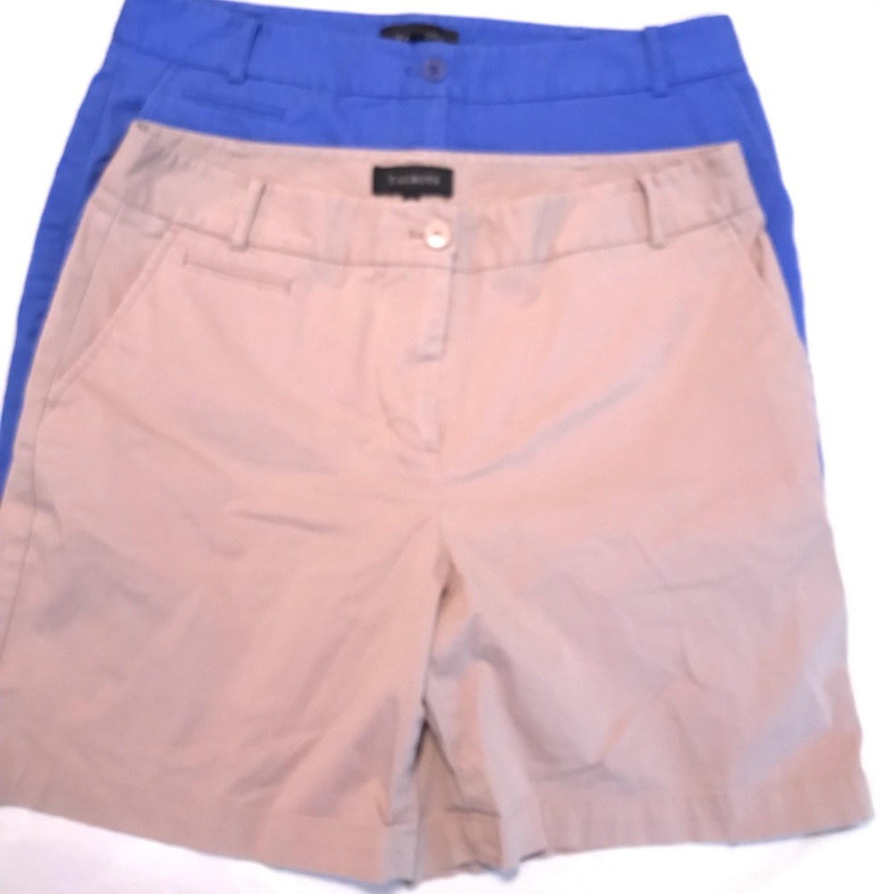 Talbots size 12 shorts blue+tan. 2 pairs